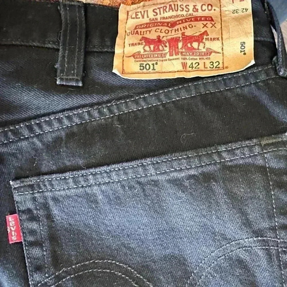 Levi's 501 xx Jeans Men's 42x32 Black 100% Cotton Denim Button Fly - Picture 15 of 16